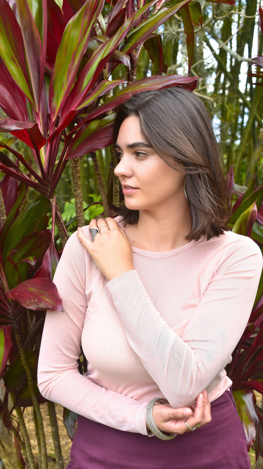 Blusa Cristalmesh Flor De Cereza