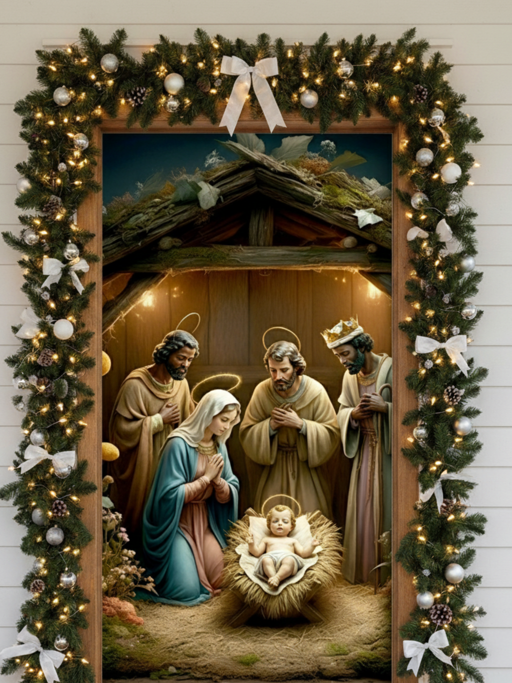 Funda navideña para puerta, diseño Luz del Pesebre — Vittoria